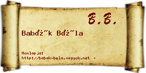 Babák Béla névjegykártya